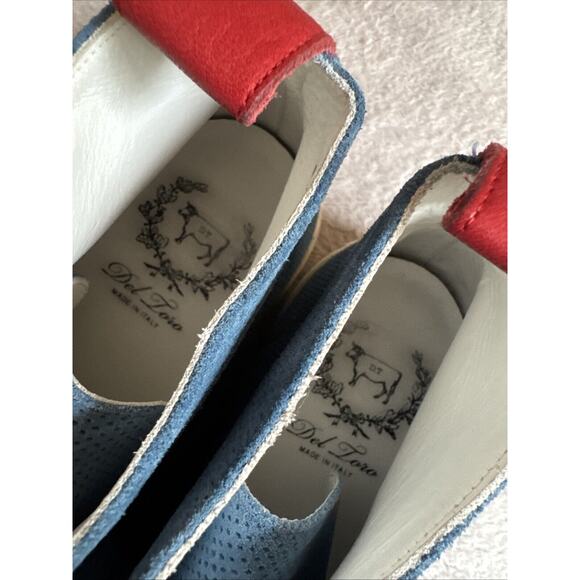 Del Toro Blue Suede Perforated Chukka Boots Men’s US 7.5 EU 40 Made In Italy - Picture 3 of 12